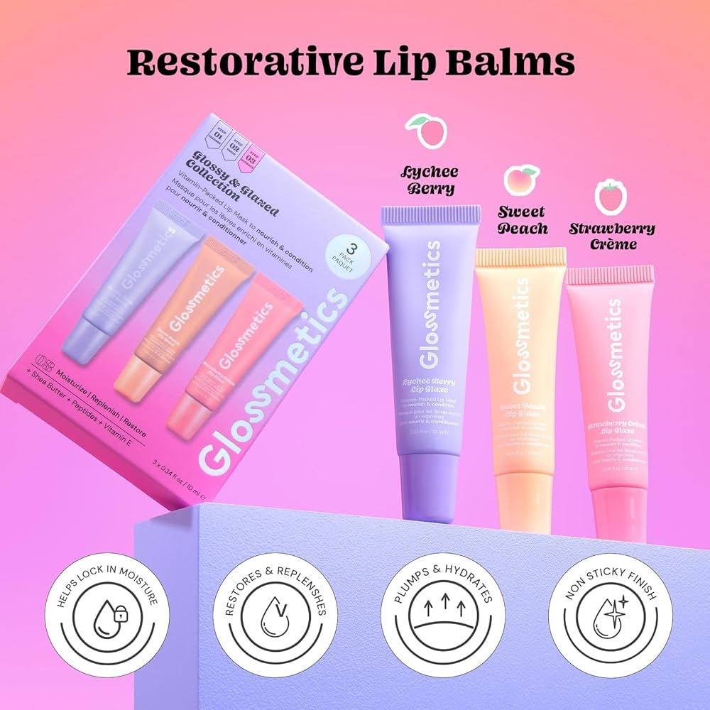 Pack of 3 Glossmetics Glossy & Glazed Collection - Overnight Mask for Dry Lips